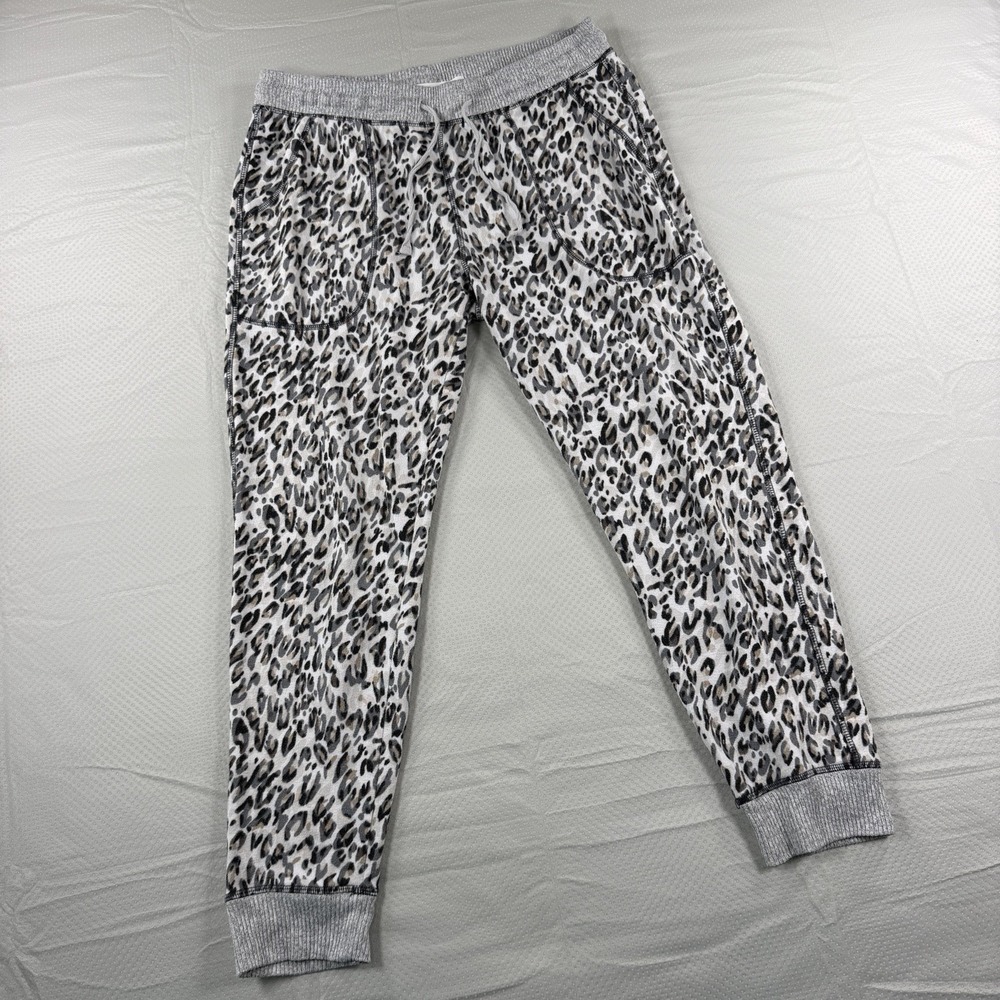 Live Love Lounge Karen Neuburger Animal Print Jogger Pants Womens Medium Gray
